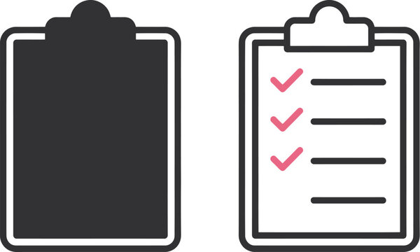 Checklist clipboard icon with completed tasks for business and productivity use