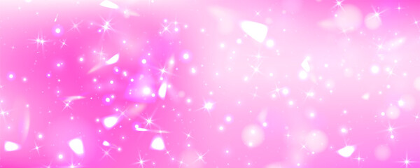 Shimmering light in fantasy princess theme with purple and pink accents and glitter shapes. Vector illustration. © Elena
