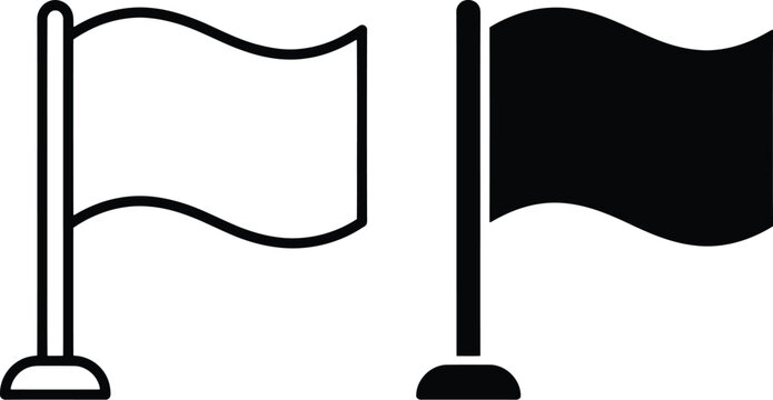 Simple black and white flag icons for branding marketing and design use