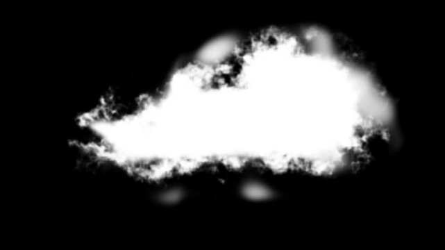 Organic Smoke Puff Explosion Animation On Black Background. Cloud Expansion And Dissolve Effect Motion Graphics