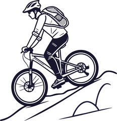 Fototapeta premium cycling activity icon, outdoor lifestyle vector line art, white background