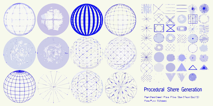 procedural sphere generation visualizations abstract geometric shapes on white