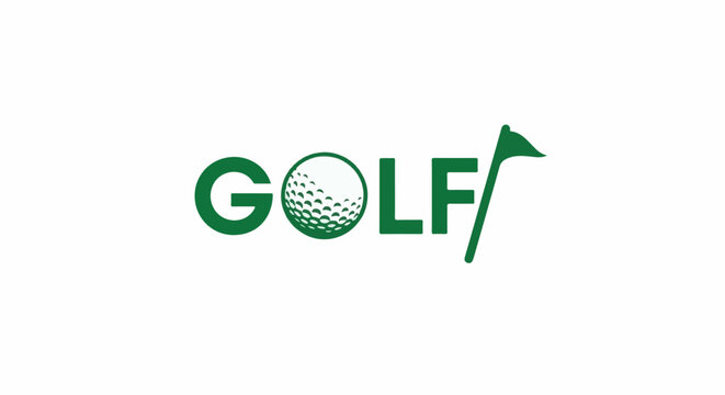 Green text 'GOLF' with a golf ball for the 'O' and a flag