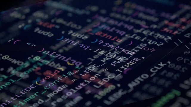 Coding programs on black screen background.