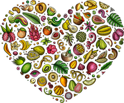 Exotic Tropical Fruits Heart