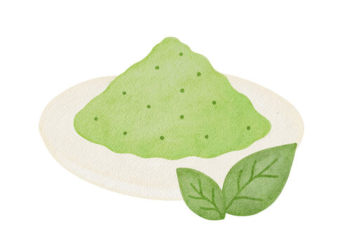 Matcha Powder on Plate Illustration
