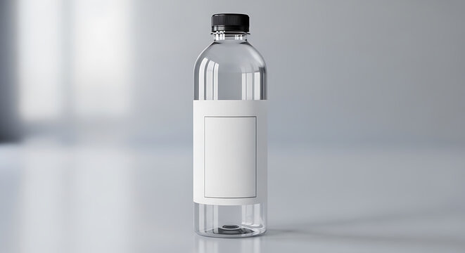 Plastic water bottle with blank label realistic 3d render on transparent background