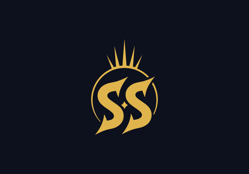 Luxury gold double S letter logo on dark background