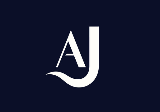 Minimalist AJ monogram logo design on dark background