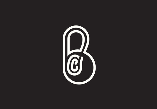 Minimalist BC monogram logo design with padlock security icon