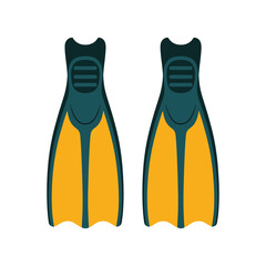 Pair of yellow swimming flippers for diving and water sports leisure activities art. © MST MOMATAJ