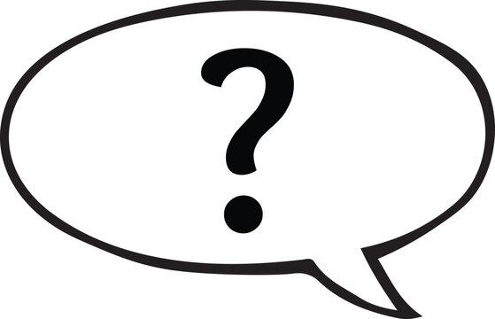 Black and White Question Mark Inside a Speech Bubble vector Graphic Element