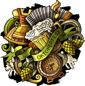 Oktoberfest doodle cartoon illustration 