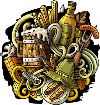 Oktoberfest doodle cartoon illustration 