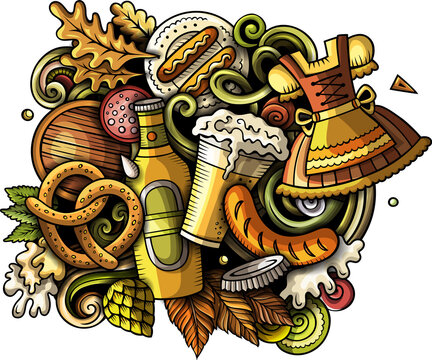 Oktoberfest doodle cartoon illustration 