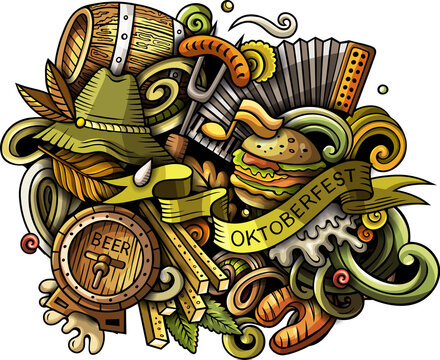 Oktoberfest doodle cartoon illustration 