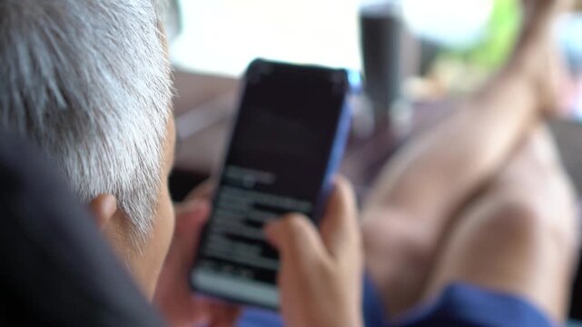 Elderly people using Mobile phones in posts social media chatting