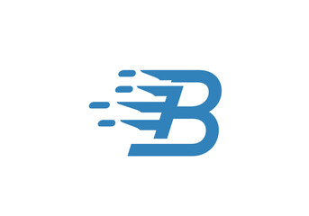 Blue letter B logo with speed lines on white background © Asri
