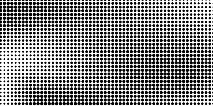 Set of halftone dots gradient pattern texture isolated on white background. Straight dotted spots using halftone circle dot raster texture. Vector blot half tone collection.
