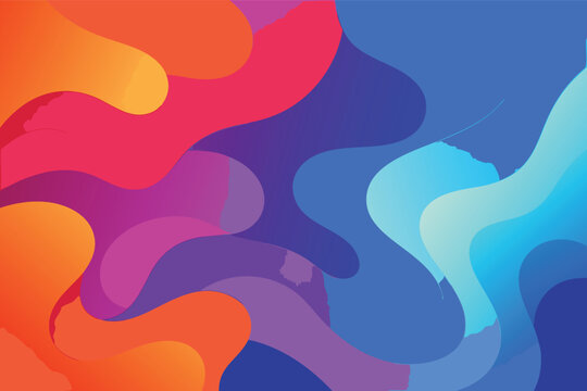 Vibrant Abstract Vector Background with Colorful Fluid Wavy Shapes and Smooth Liquid Curves, Modern Dynamic Flowing Gradient Wallpaper for Creative Design Projects, Amorphous Lava Lamp Art Style