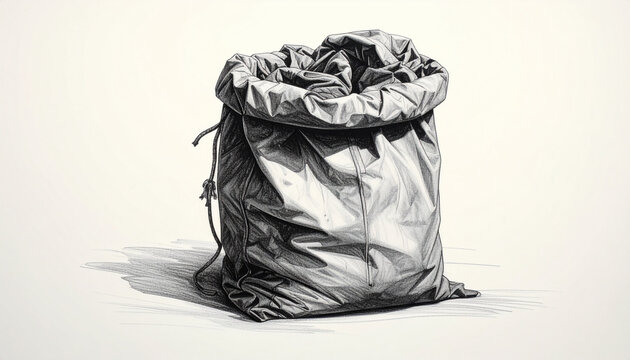 Drawstring bag monochrome illustration