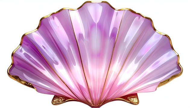 Iridescent pink shell with a golden edge, lying open and facing upwards