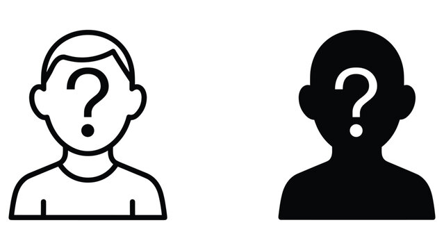 Person with a question mark on face icon set