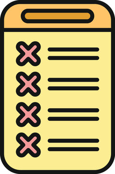 Checklist document displaying multiple cross marks, indicating failed tasks or rejections
