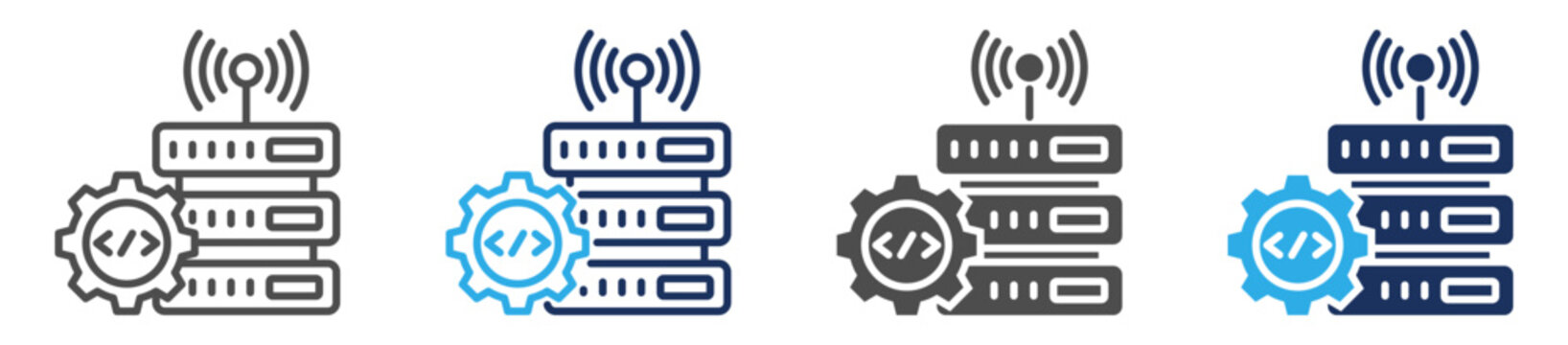 remote server icon set multi concept