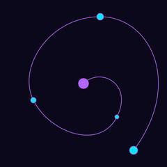Astronomy, space, purple and blue orbital trajectory, celestial body vector, scientific illustration, galaxy, cosmos, planetary motion © RohossomoyFacts