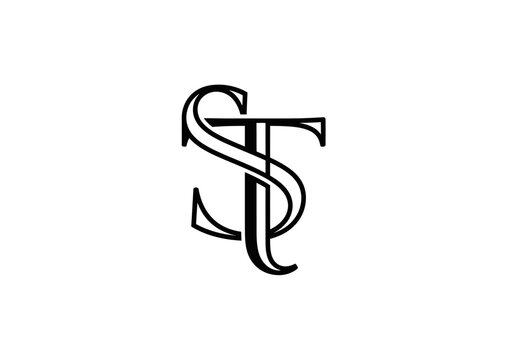 Elegant intertwined letters S and T monogram logo design