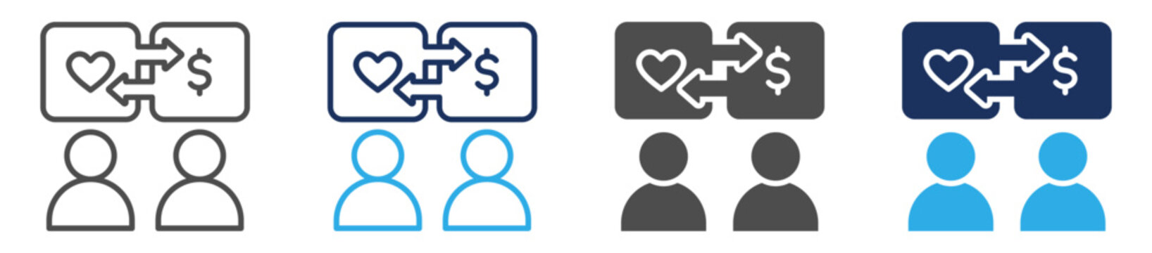 reciprocity icon set multiple concept