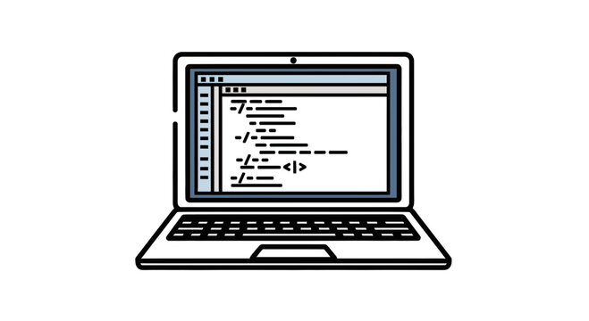 Laptop displaying computer code on screen.