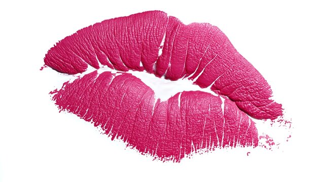 A vibrant and alluring mark of pink lipstick, showcasing the beauty of bold makeup and self-expression through vivid colors and textures.