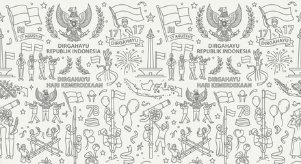 Fototapeta premium Detailed Vector Illustration Capturing Festive Moments of a Indonesia Independence and Heritage Celebration