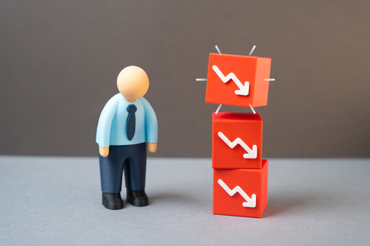 A businessman is upset by his business's poor financial performance. A series of unprofitable months, declining revenues and growing economic pressure.