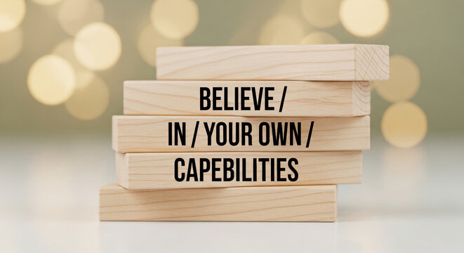 Motivational Wooden Blocks Quote Believe In Your Own Capabilities