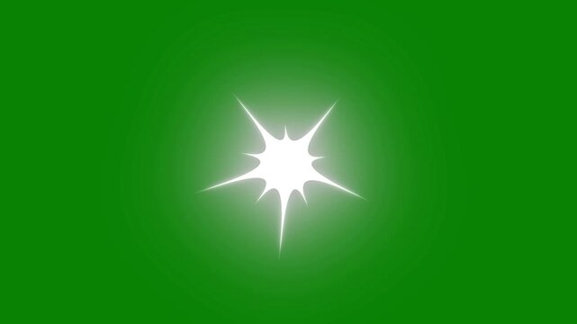 Star sparkle twinkle animation, shining glowing stars motion graphics, blinking doodle style vector light effects, magical festive overlay animation, green background seamless sparkle video 4K