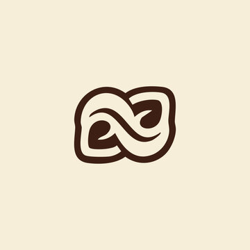 Abstract infinity leaf line art icon logo template