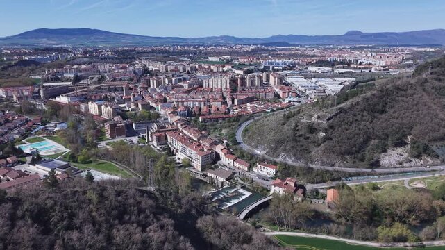 4K 60fps drone reveal shot of Trinity Bridge in Pamplona