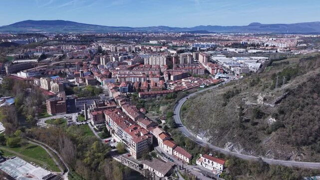 4K 60fps drone reveal shot of Pamplona on Camino Frances