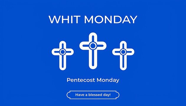 Whit monday christian religious holiday celebration with cross symbols pentecost monday holy spirit easter season religious event worship service church service christianity
