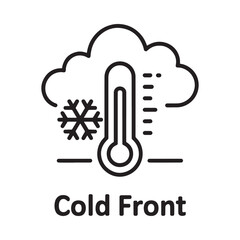 cold front icon with thermometer and snowflake line art © ABDULLA