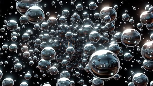 Bold letters appear against a dark backdrop filled with liquid bubbles. The scene showcases texture and dynamics, creating an engaging visual display.