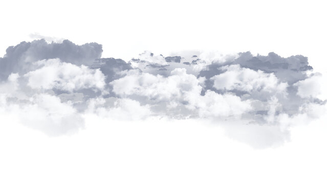 Abstract white cloud puffs on dark blue gradient background