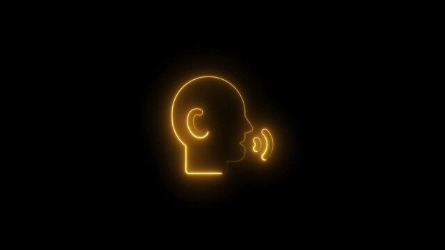 Neon glowing speaking person animation for communication and voice interface