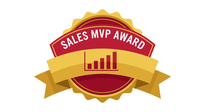 Sales MVP Award Ribbon with Growth Chart Icon.