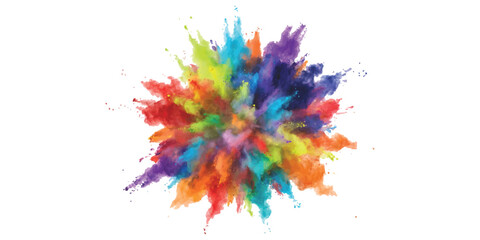 Fototapeta premium Bright colorful paint powder explosion in a circular burst pattern
