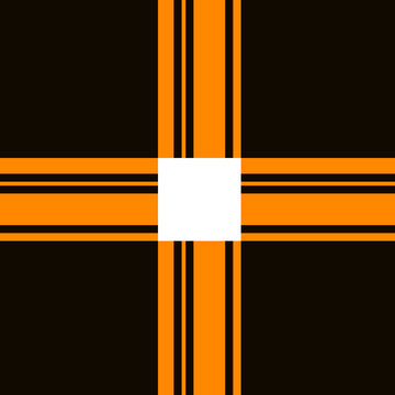 Minimalist orange and black geometric cross pattern with a white square center for tech illustration