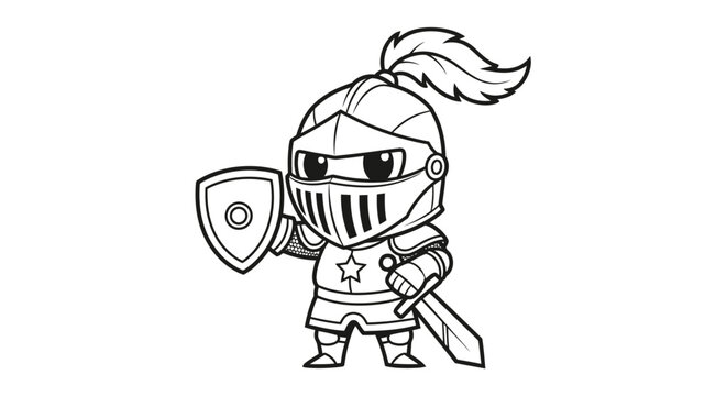 Cartoon knight in armor standing.